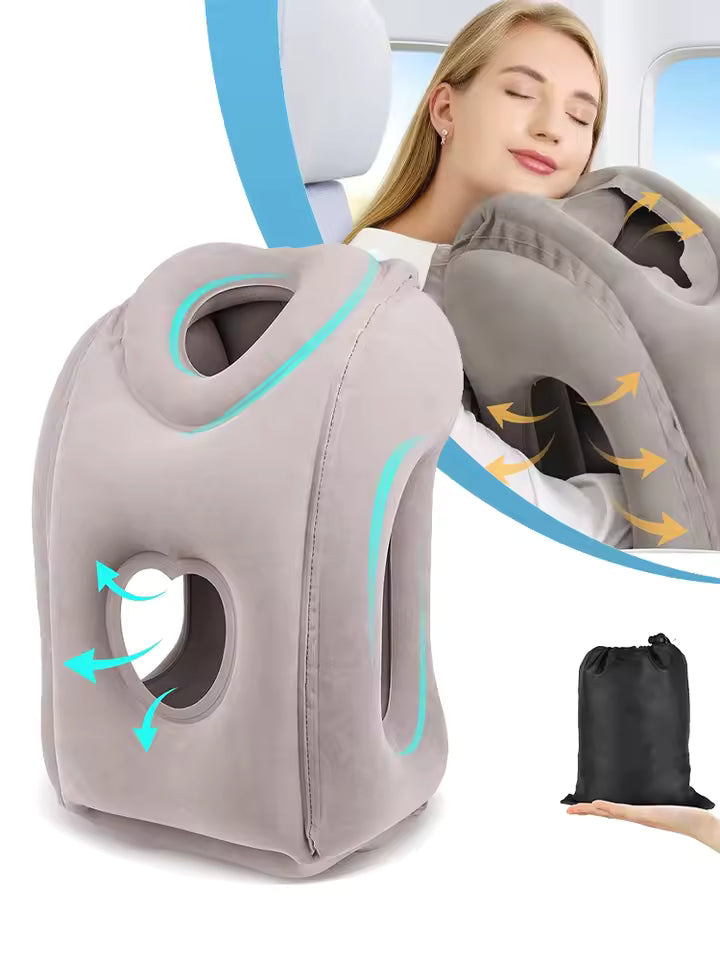 Inflatable pillow for sleeping upright